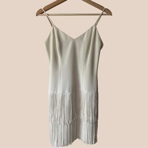 Dave & Johnny Cream Fringe Mini Dress